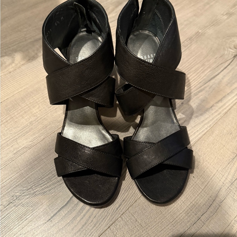 Stuart Weitzman Black Strappy Heels - Picture 2 of 6